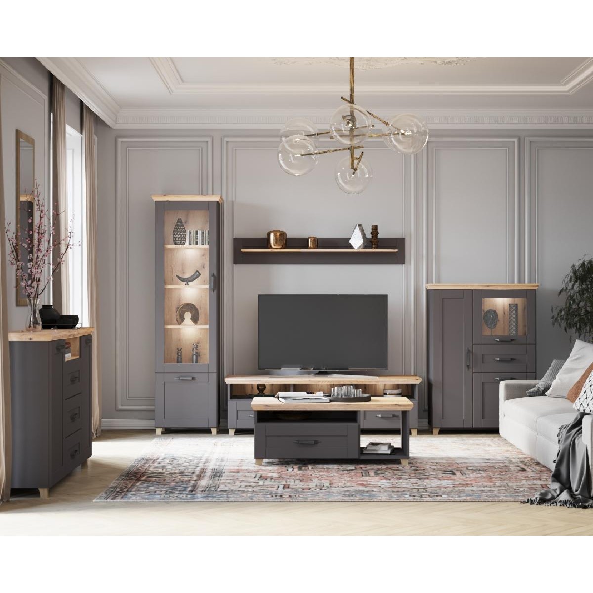 Βιτρίνα ψηλή CONTEMPO artisan/ γκρι 59,8x38,9x209 Βιτρίνα ψηλή CONTEMPO artisan/ γκρι 59,8x38,9x209