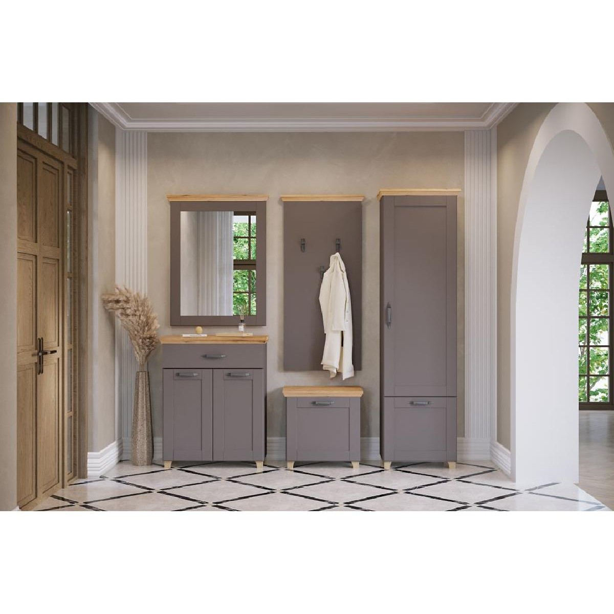 Ντουλάπα εισόδου CONTEMPO artisan/ γκρι 60x39x209