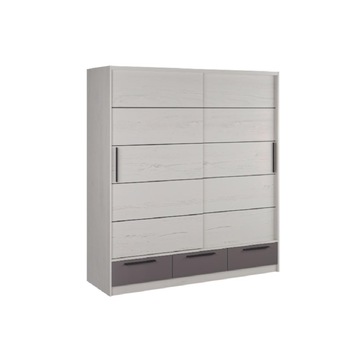 Συρόμενη ντουλάπα με 3 συρτάρια LARA 200 δρυς πάγου/ ανθρακί 200x62x220