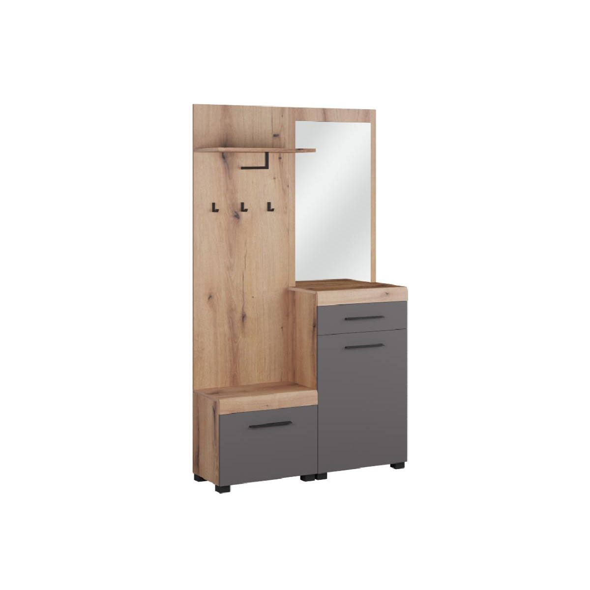 Έπιπλο εισόδου με καθρέφτη GENOVA artisan/ γκρι 120x38x209