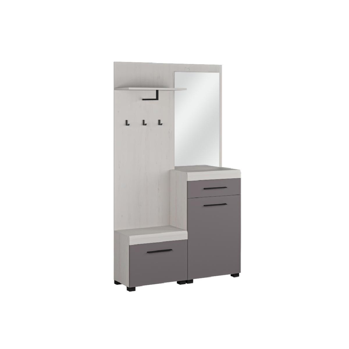 Έπιπλο εισόδου με καθρέφτη GENOVA δρυς πάγου/ ανθρακί 120x38x209