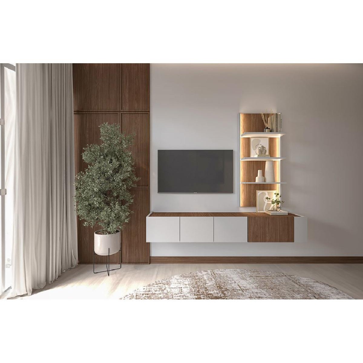 Επιτοίχιο ράφι SMART κανέλα/ κασμίρ 54,5x22x121