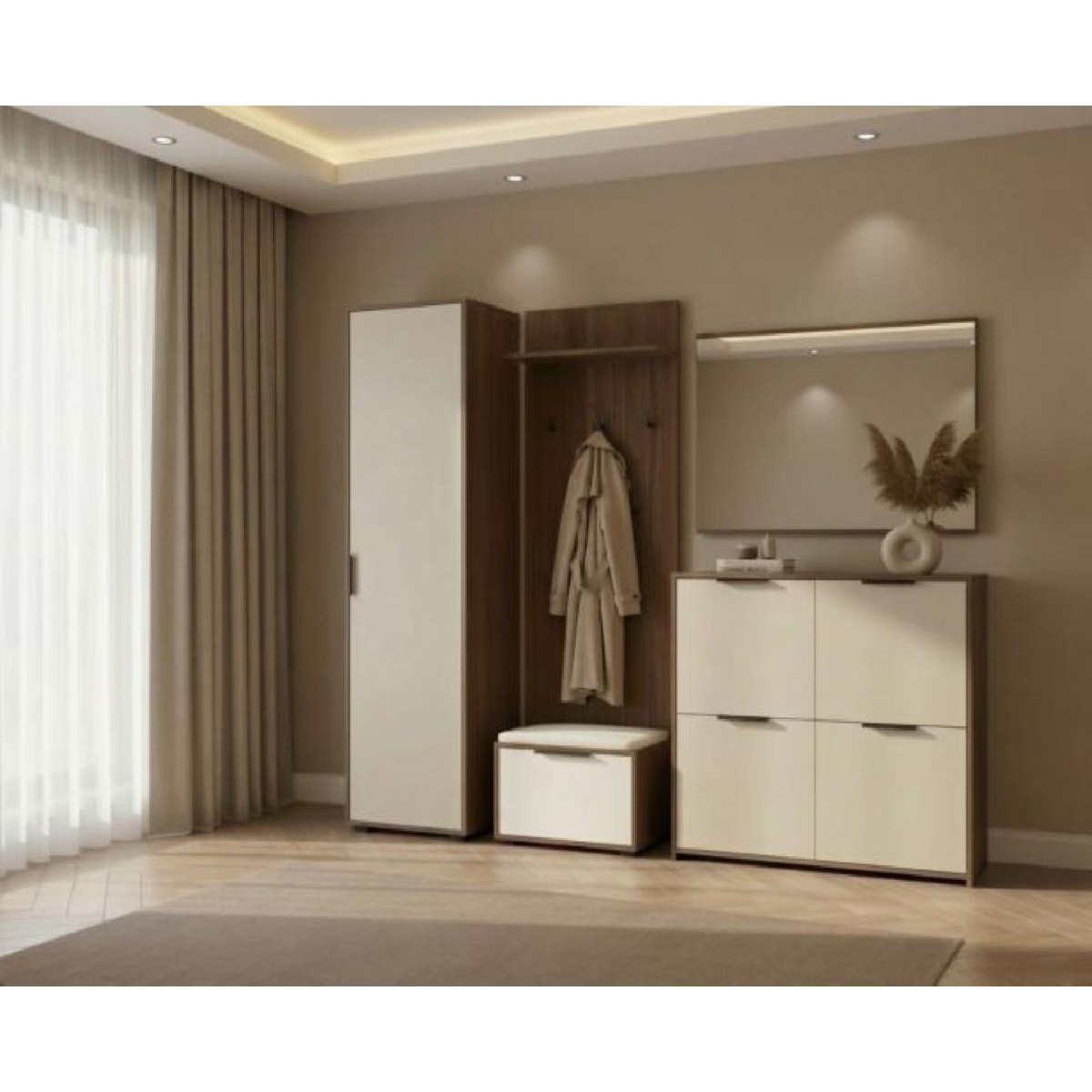 Κομότα παπουτσοθήκη SMART καρυδί/ κασμίρ 90x90x38