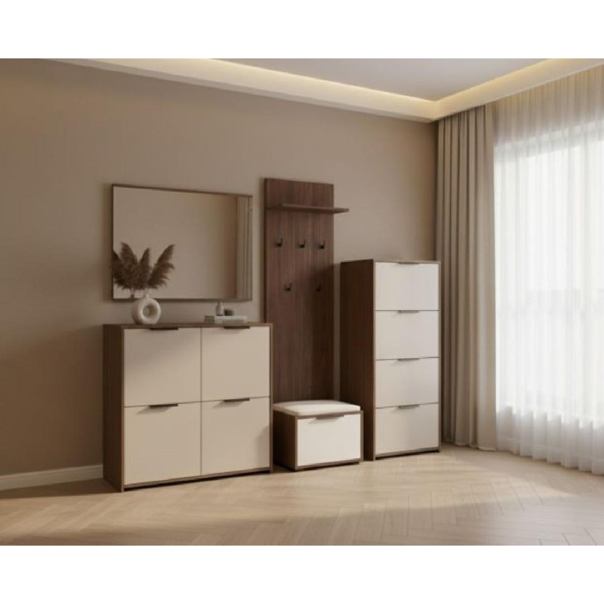 Κομότα παπουτσοθήκη SMART καρυδί/ κασμίρ 90x90x38