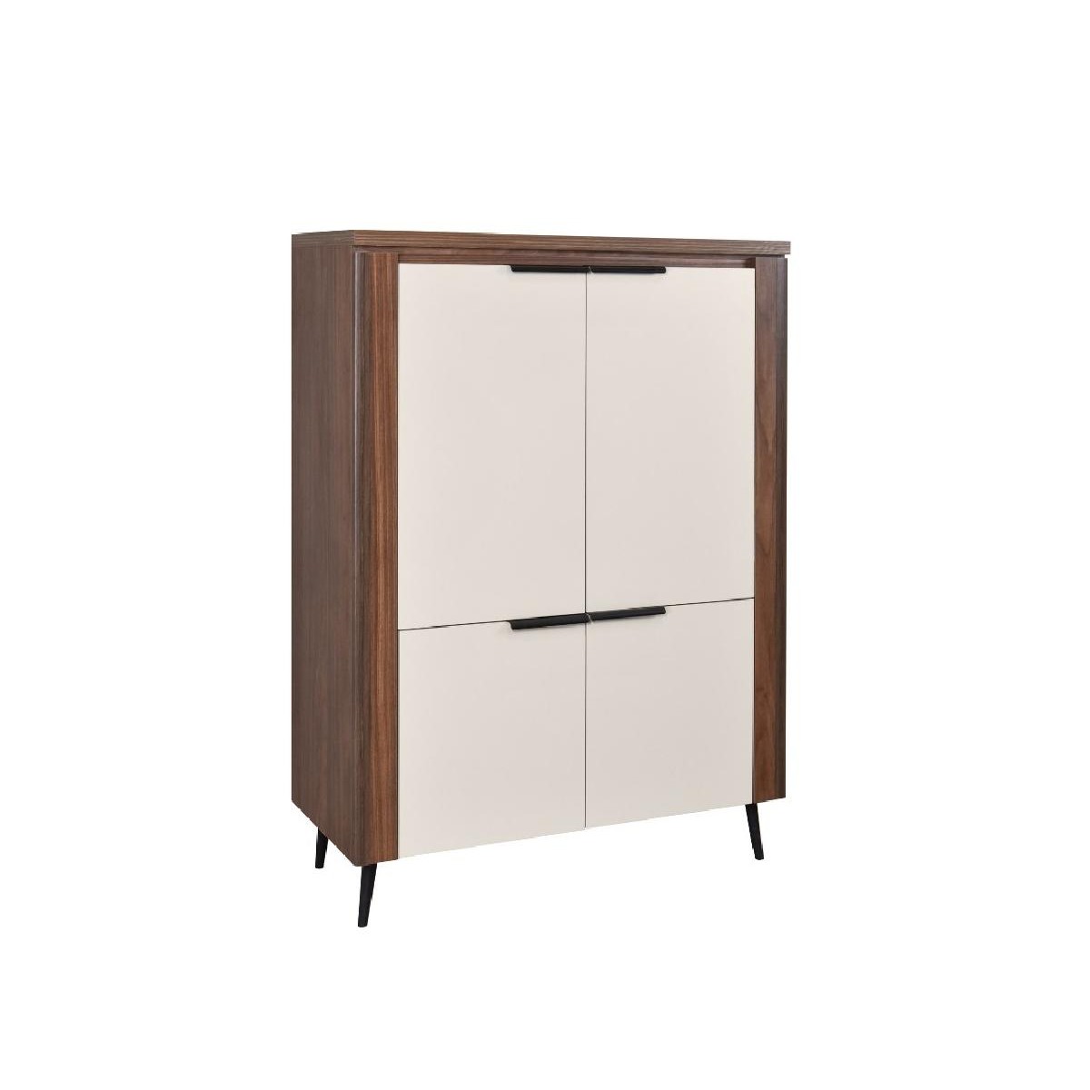 Βιτρίνα χαμηλή με 4 πόρτες ASTANA με φωτισμό led λευκό γυαλιστερό/ μαύρο μάρμαρο 91x40x125