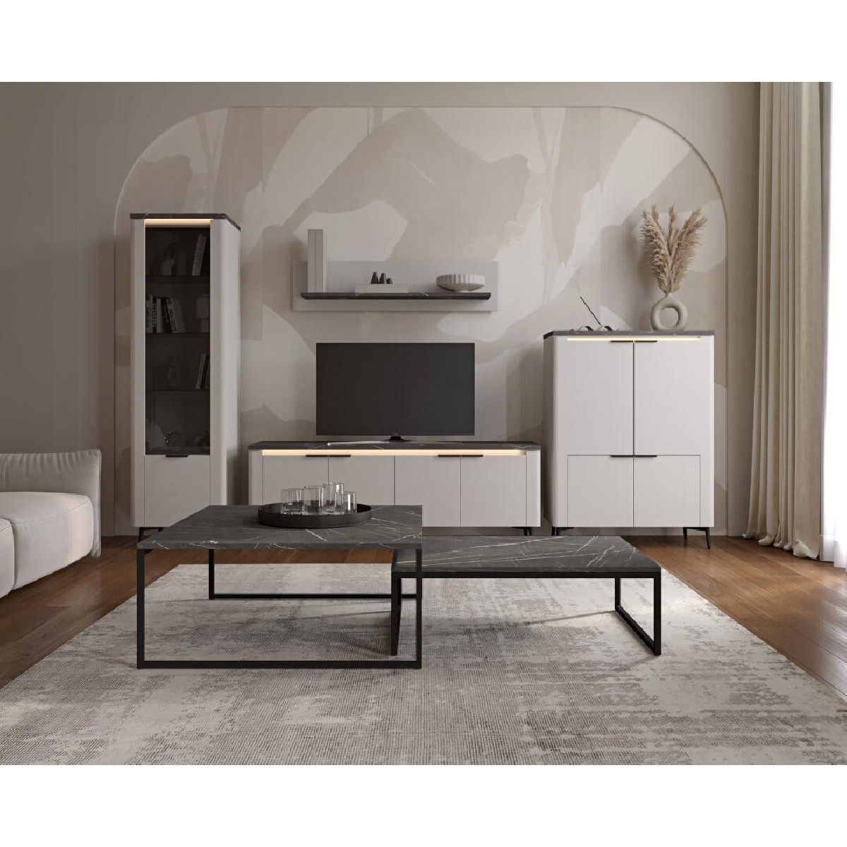 Επιτοίχιο ράφι ASTANA 128 καρυδί/ κασμίρ 128,3x22.8x24