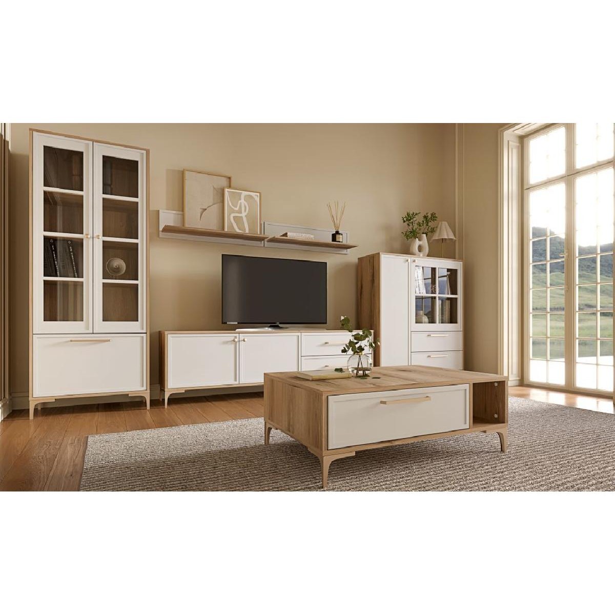 Έπιπλο TV ALBA κανέλα/ λευκό 175x40,5x56