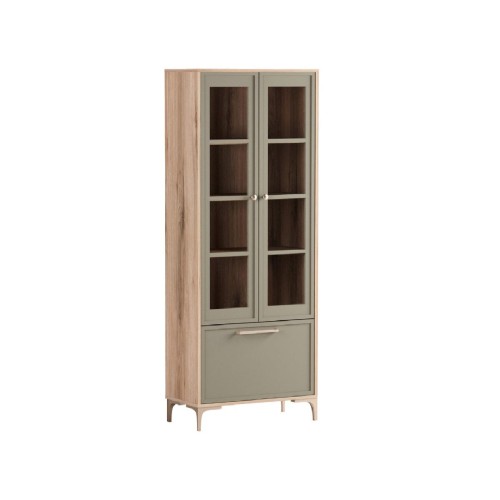 Βιτρίνα ψηλή ALBA κανέλα/ λευκό 68,5x35,5x180,5