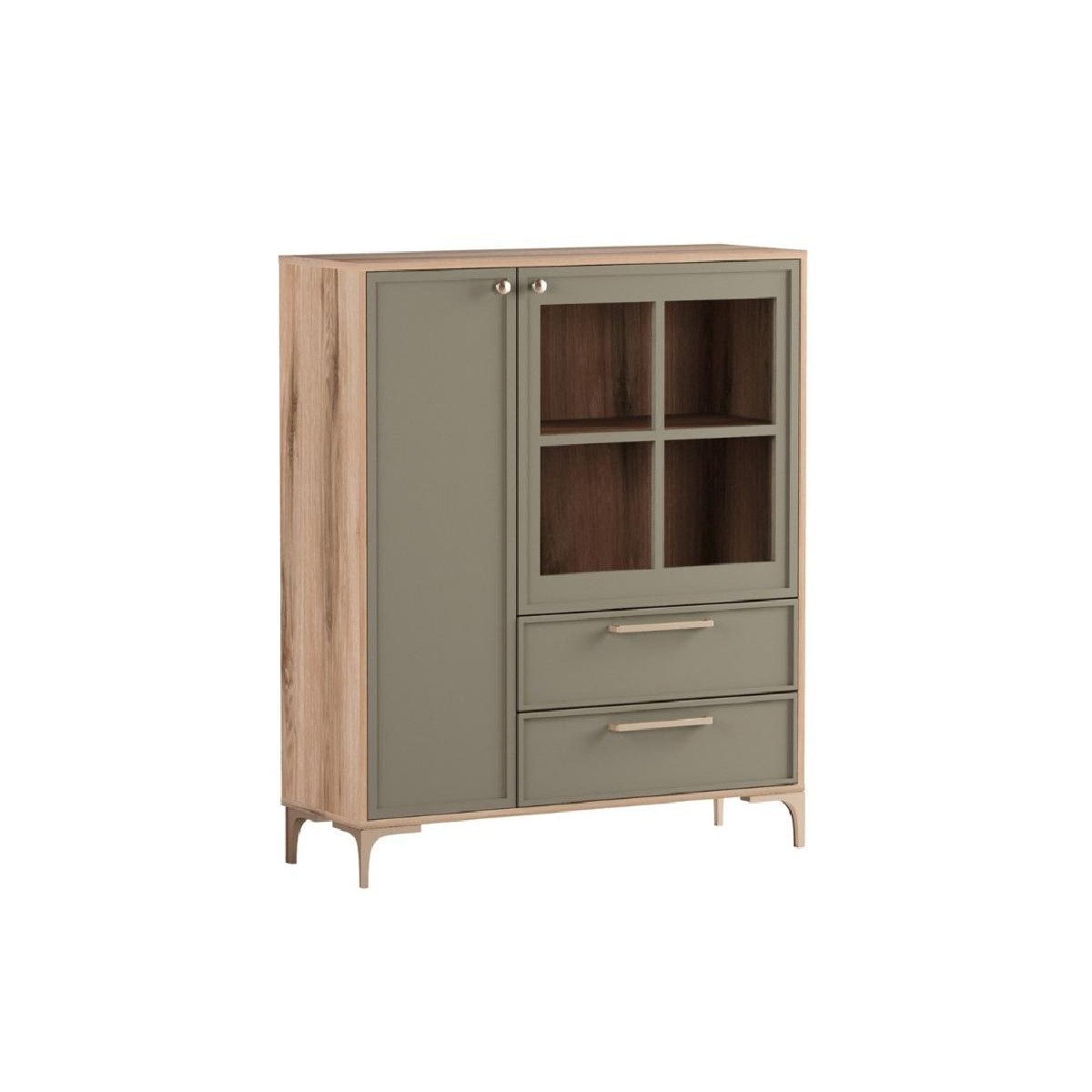 Βιτρίνα χαμηλή ALBA κανέλα/ ελιά 102x35x125