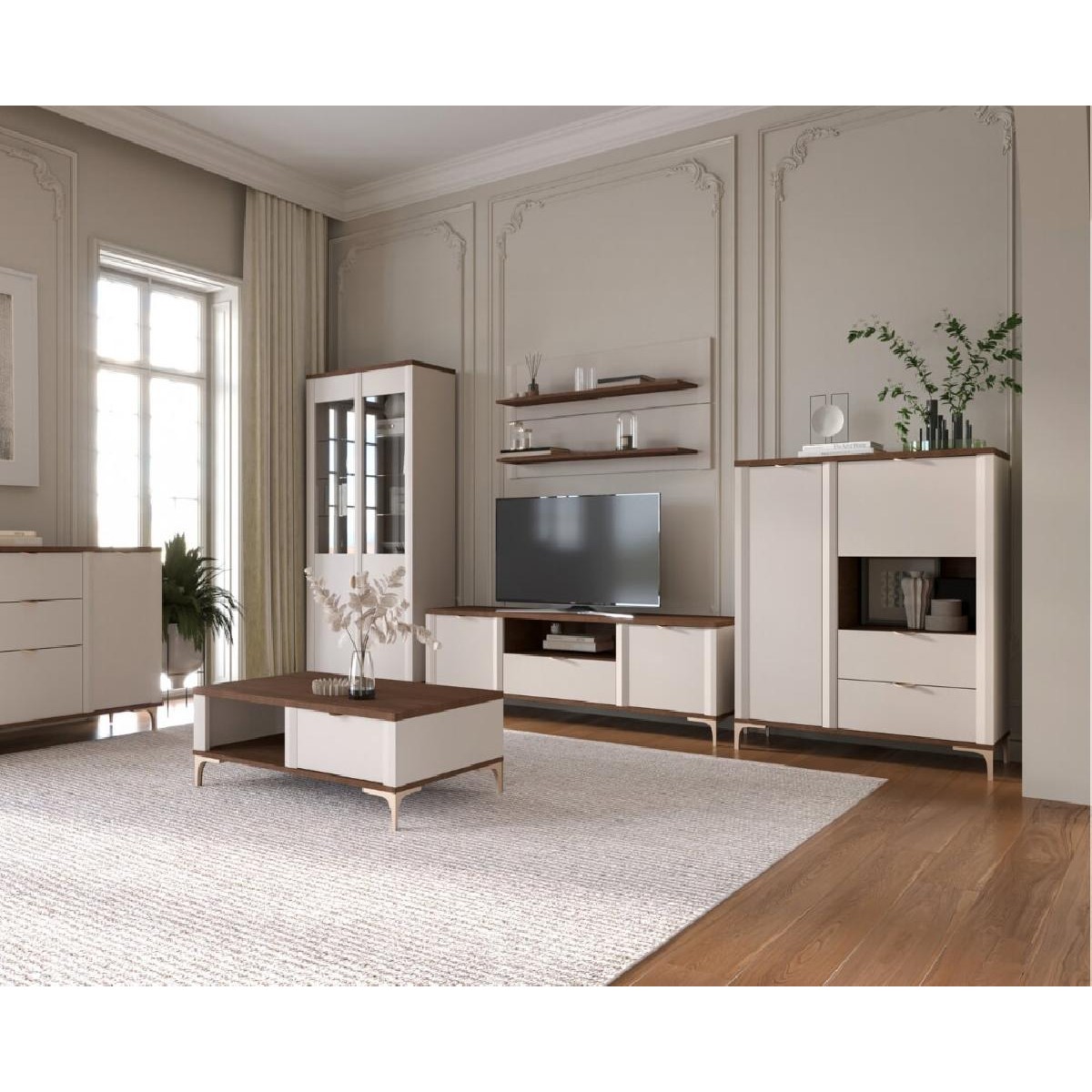 Επιτοίχιο ράφι MANILA καρυδί/ κασμίρ 149,5x21,8x25