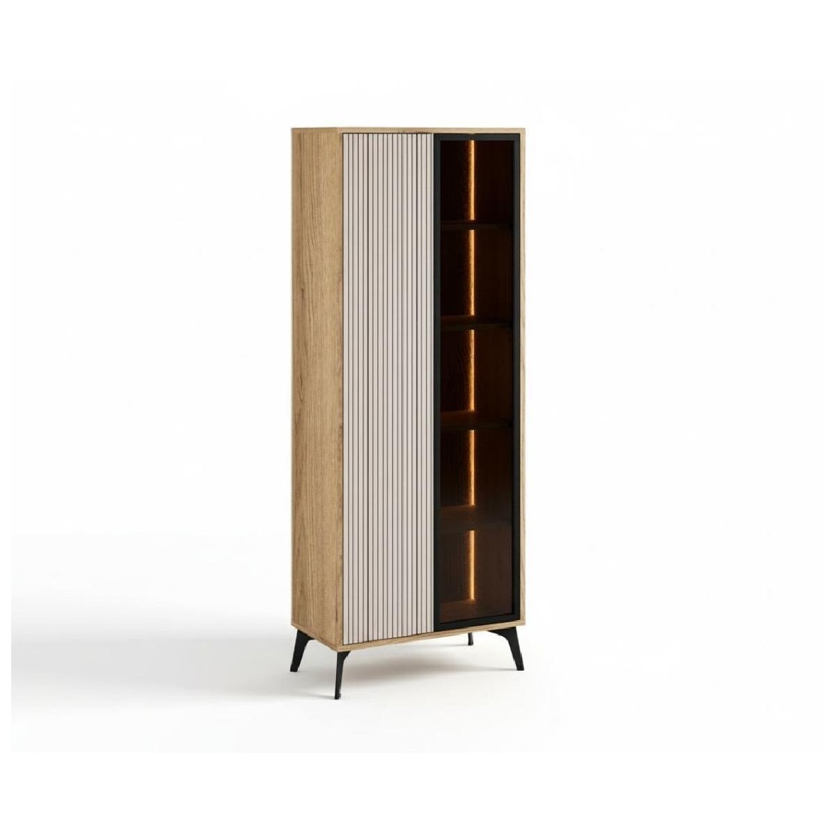 Βιτρίνα ψηλή με ενσωματωμένο φωτισμό LINA cremona/ lina μπεζ 68,5x179x35,5