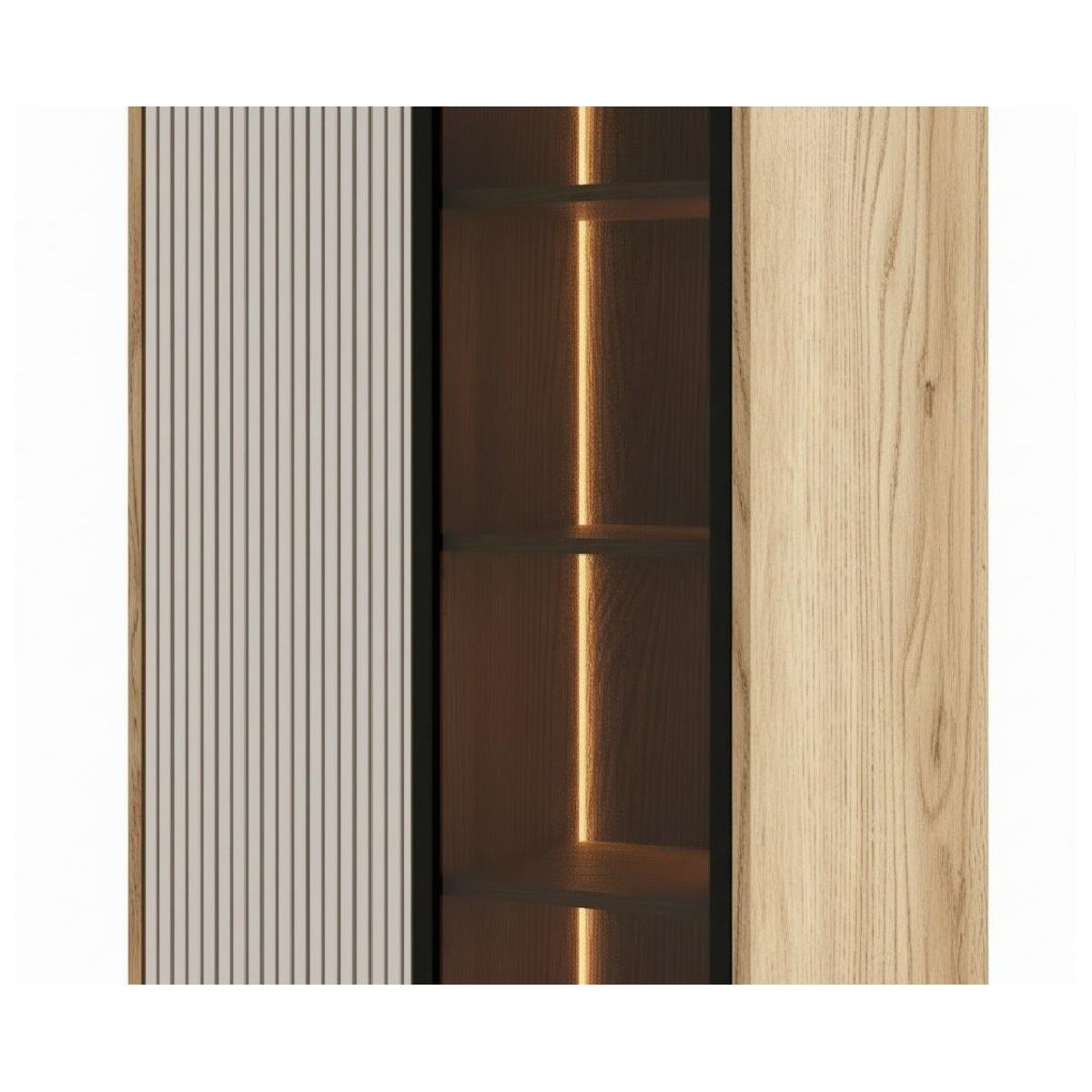 Βιτρίνα ψηλή με ενσωματωμένο φωτισμό LINA cremona/ lina μπεζ 68,5x179x35,5