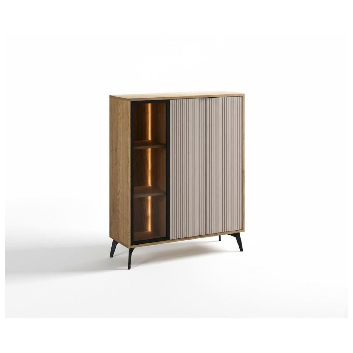 Βιτρίνα χαμηλή με ενσωματωμένο φωτισμό LINA cremona/ lina μπεζ 102,5x125x35,5