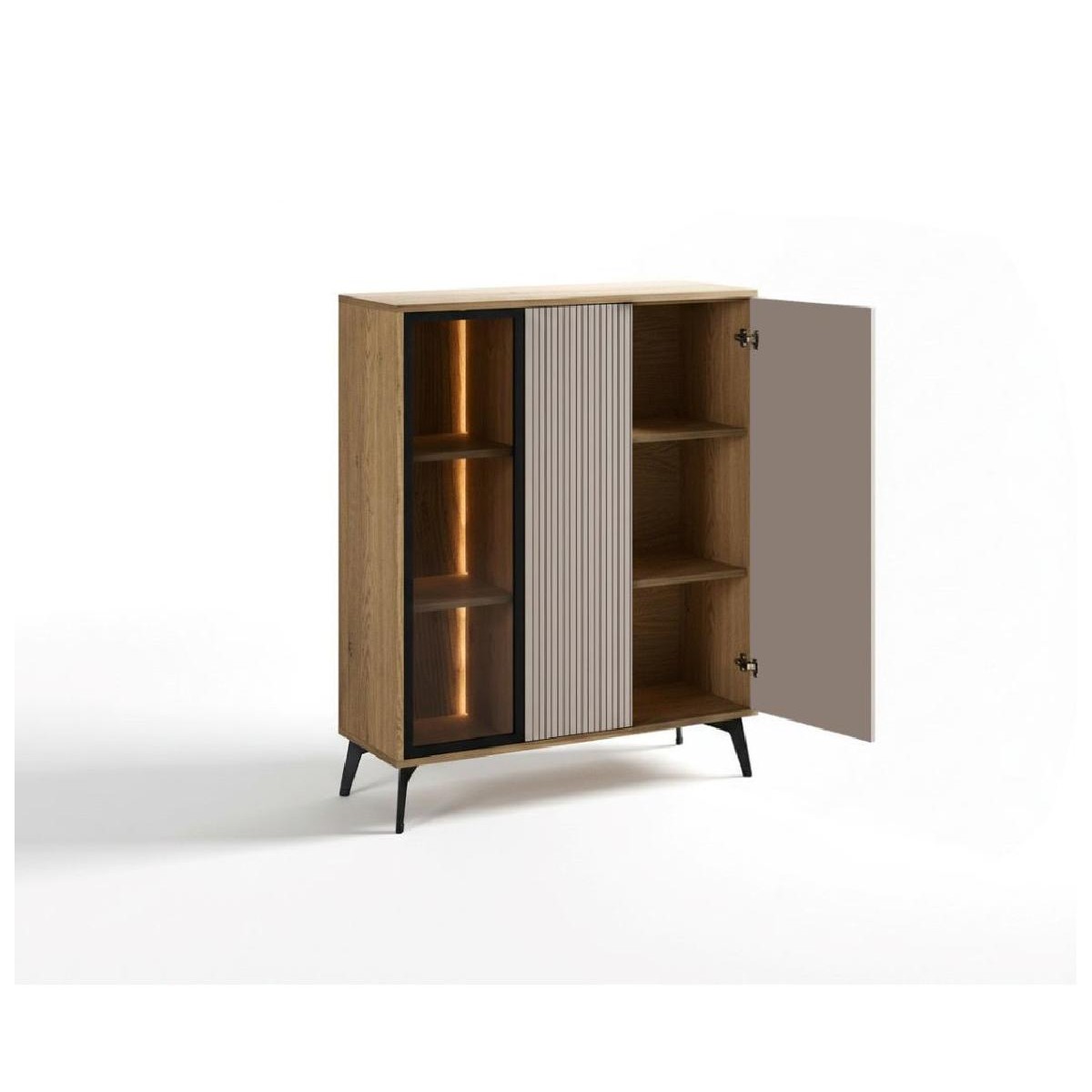 Βιτρίνα χαμηλή με ενσωματωμένο φωτισμό LINA cremona/ lina μπεζ 102,5x125x35,5