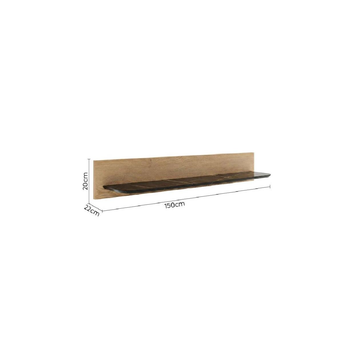 Επιτοίχιο ράφι OSTIN Cremona/ μαύρο μάρμαρο 150x22x20