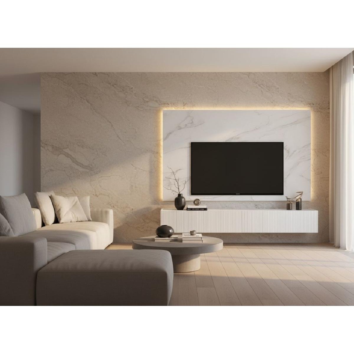 Επιτοίχιο έπιπλο TV LUNA lina λευκό 180x28x40