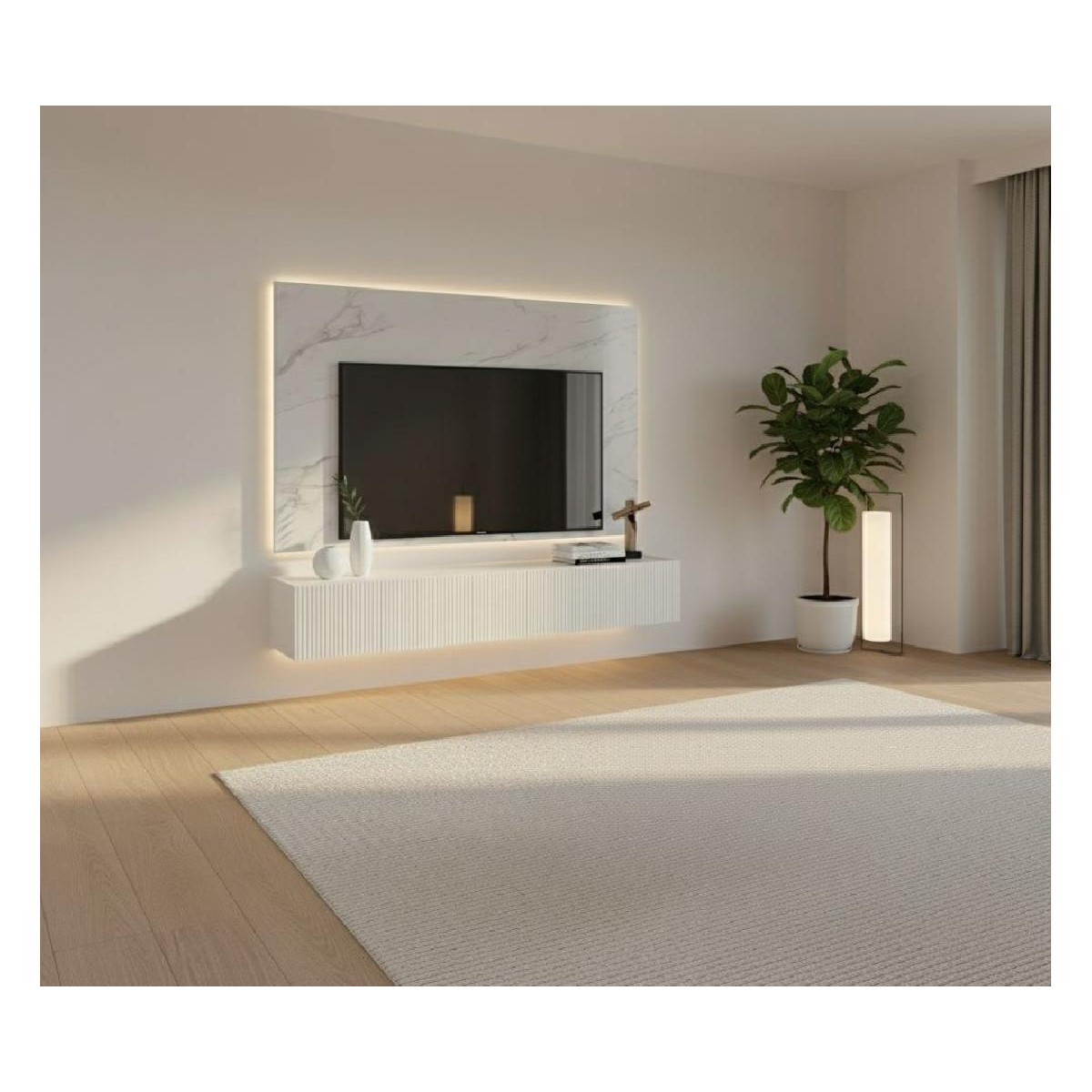 Επιτοίχιο έπιπλο TV LUNA lina λευκό 180x28x40