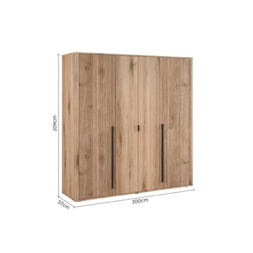 Ντουλάπα MALAGA 4V κανέλα 200x57x209