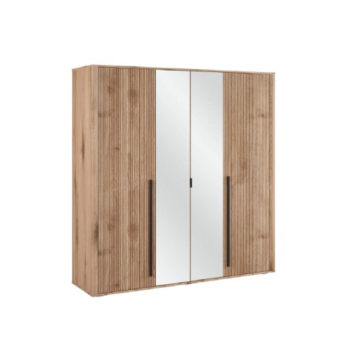 Ντουλάπα με καθρέφτη MALAGA 4V κανέλα 200x57x209