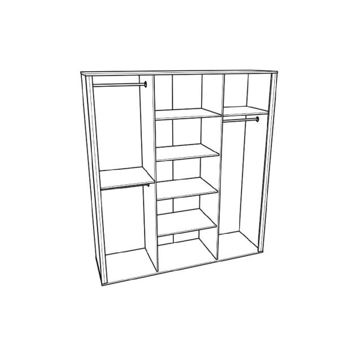 Ντουλάπα με καθρέφτη MALAGA 4V κανέλα 200x57x209