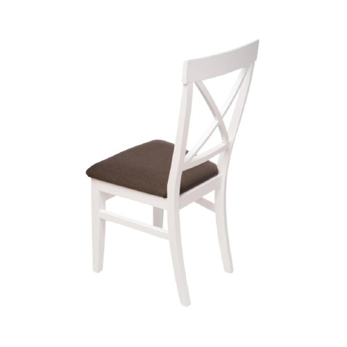 Καρέκλα τραπεζαρίας BM-DRINA με ύφασμα bombay 74 καφέ και χρώμα ξύλου λευκό