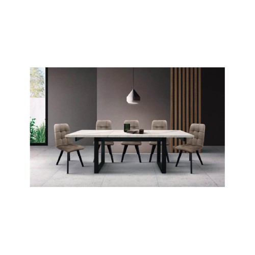 Καρέκλα τραπεζαρίας GM-RIVA μαύρο πόδι- ύφασμα Petra Castel