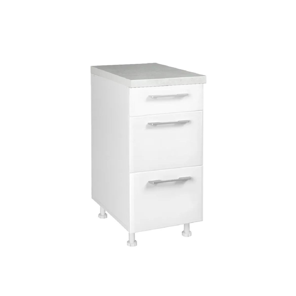 Επιδαπέδια συρταριέρα κουζίνας IN MDF D40 3F B Μπεζ γυαλιστερό 40x60x85εκ.