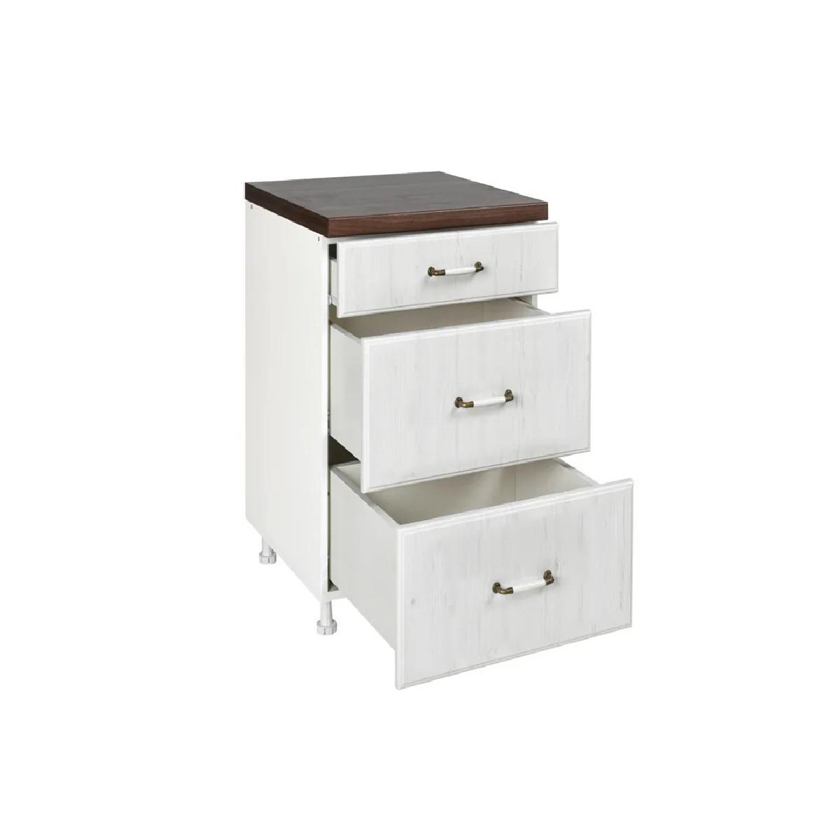 Επιδαπέδια συρταριέρα κουζίνας RUSTIC D40 3F B rustic λευκό 40x60x85