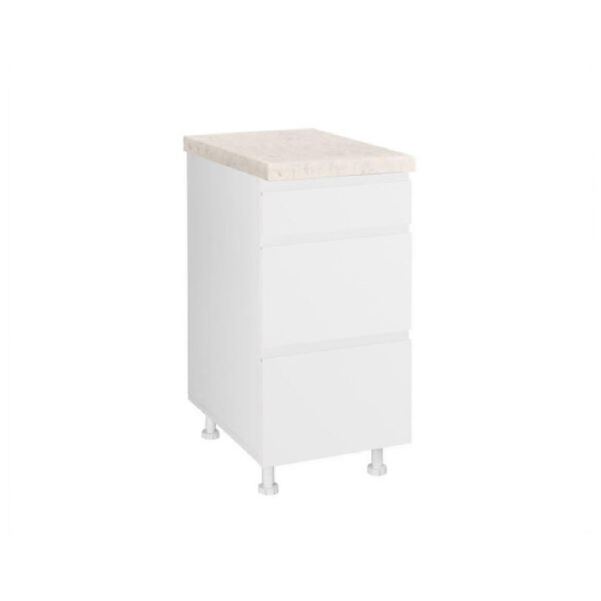 Επιδαπέδια συρταριέρα κουζίνας AURA D40 3F B Λευκό 40x60x85εκ.