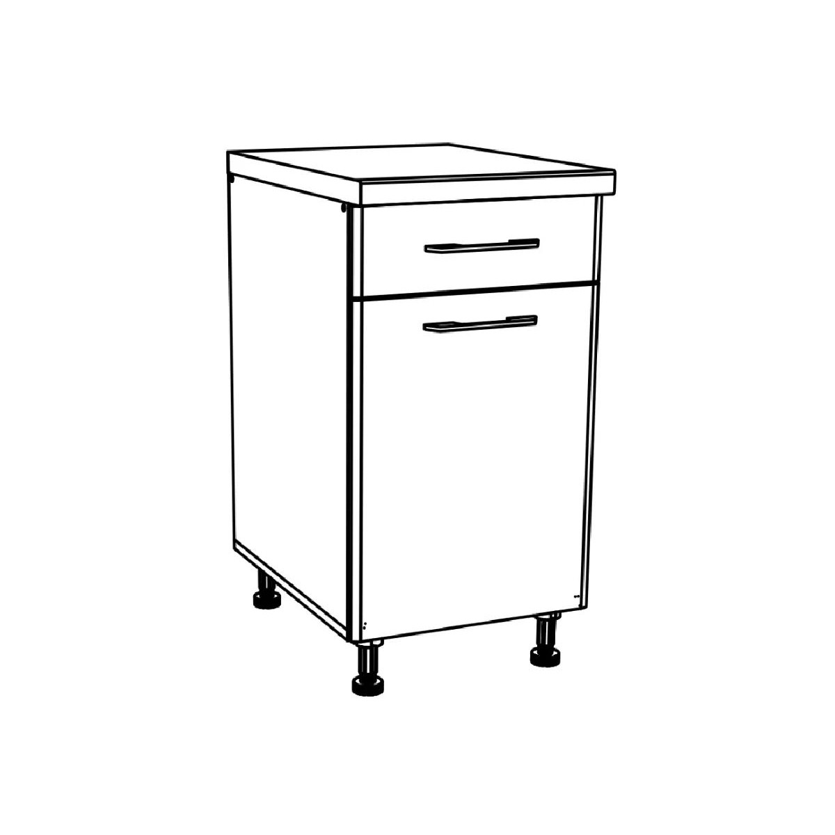 Επιδαπέδιο ντουλάπι με συρτάρι κουζίνας IN MDF D45 KFB Cashmere γυαλιστερό 45x60x85εκ.