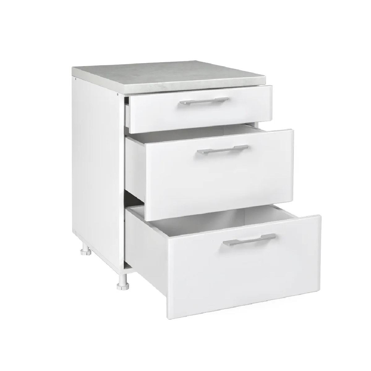 Επιδαπέδια συρταριέρα κουζίνας IN MDF D60 3F B Cashmere γυαλιστερό 60x60x85εκ.