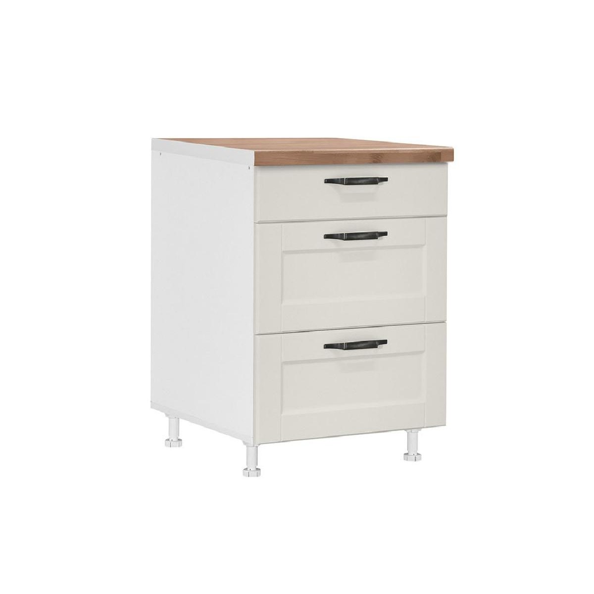 Επιδαπέδια συρταριέρα κουζίνας CONTEMPO D60 3F Μπεζ 60x60x85εκ.
