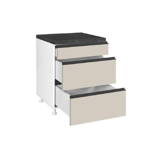 Επιδαπέδια συρταριέρα κουζίνας LINA D60 3F Μπεζ 60x60x85εκ.