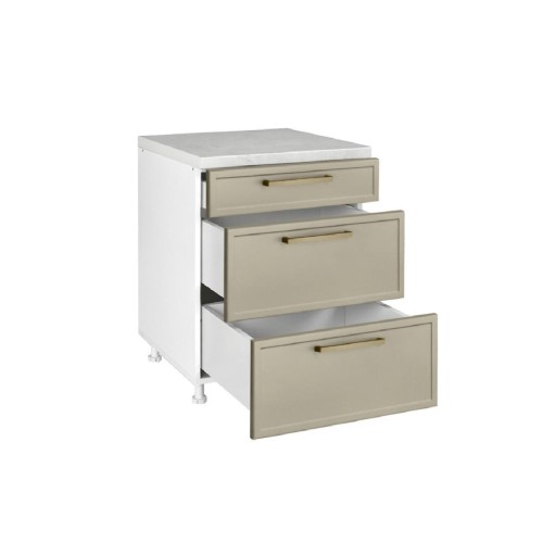 Επιδαπέδια συρταριέρα κουζίνας Alba D60 3F Λευκό 60x60x85εκ.