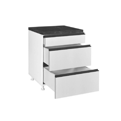 Επιδαπέδια συρταριέρα κουζίνας LINA D60 3F Λευκό 60x60x85εκ. Επιδαπέδια συρταριέρα κουζίνας LINA D60 3F Λευκό 60x60x85εκ.