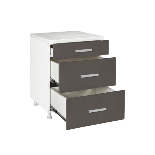 Επιδαπέδια συρταριέρα κουζίνας In D60 F Γκρι ανθρακί 60x60x85εκ.