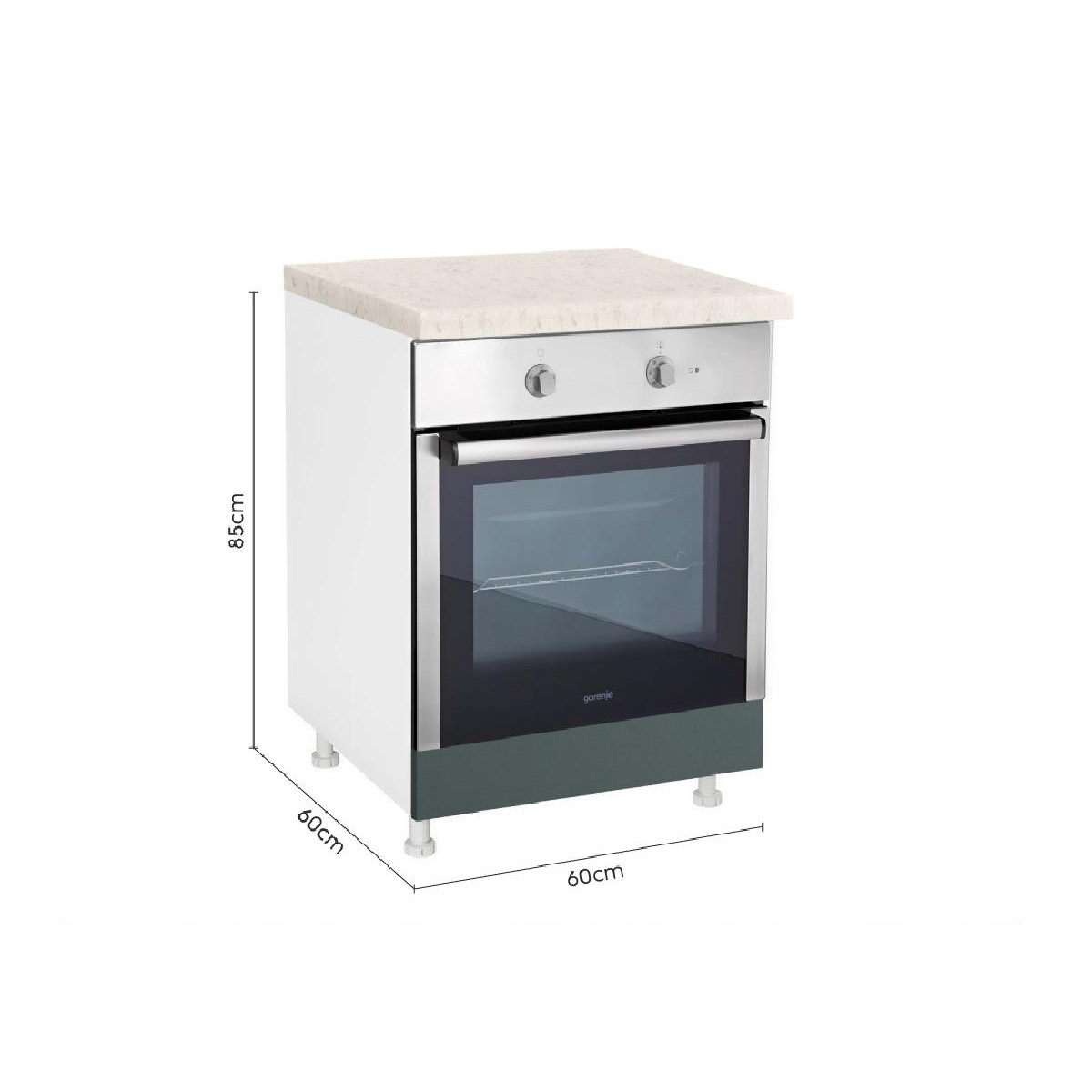 Επιδαπέδιο ντουλάπι εντοιχιζόμενης ηλεκτρικής κουζίνας AURA D60 R Πράσινο 60x60x85εκ.