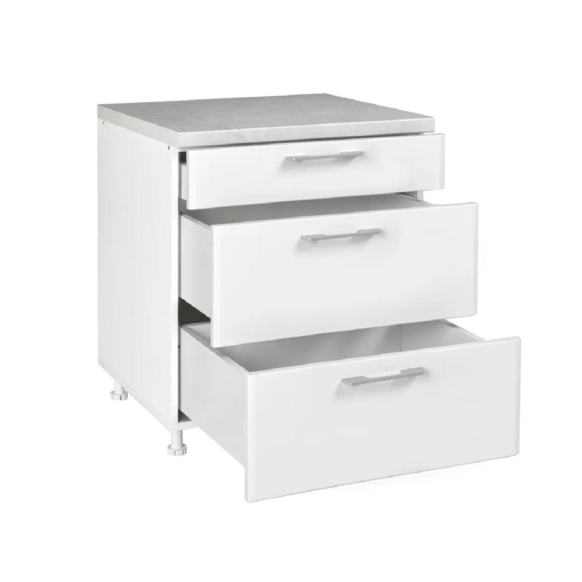 Επιδαπέδια συρταριέρα κουζίνας IN MDF D80 3F B Cashmere γυαλιστερό 80x60x85εκ.