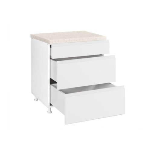 Επιδαπέδια συρταριέρα κουζίνας AURA D80 3F B Λευκό 80x60x85εκ.