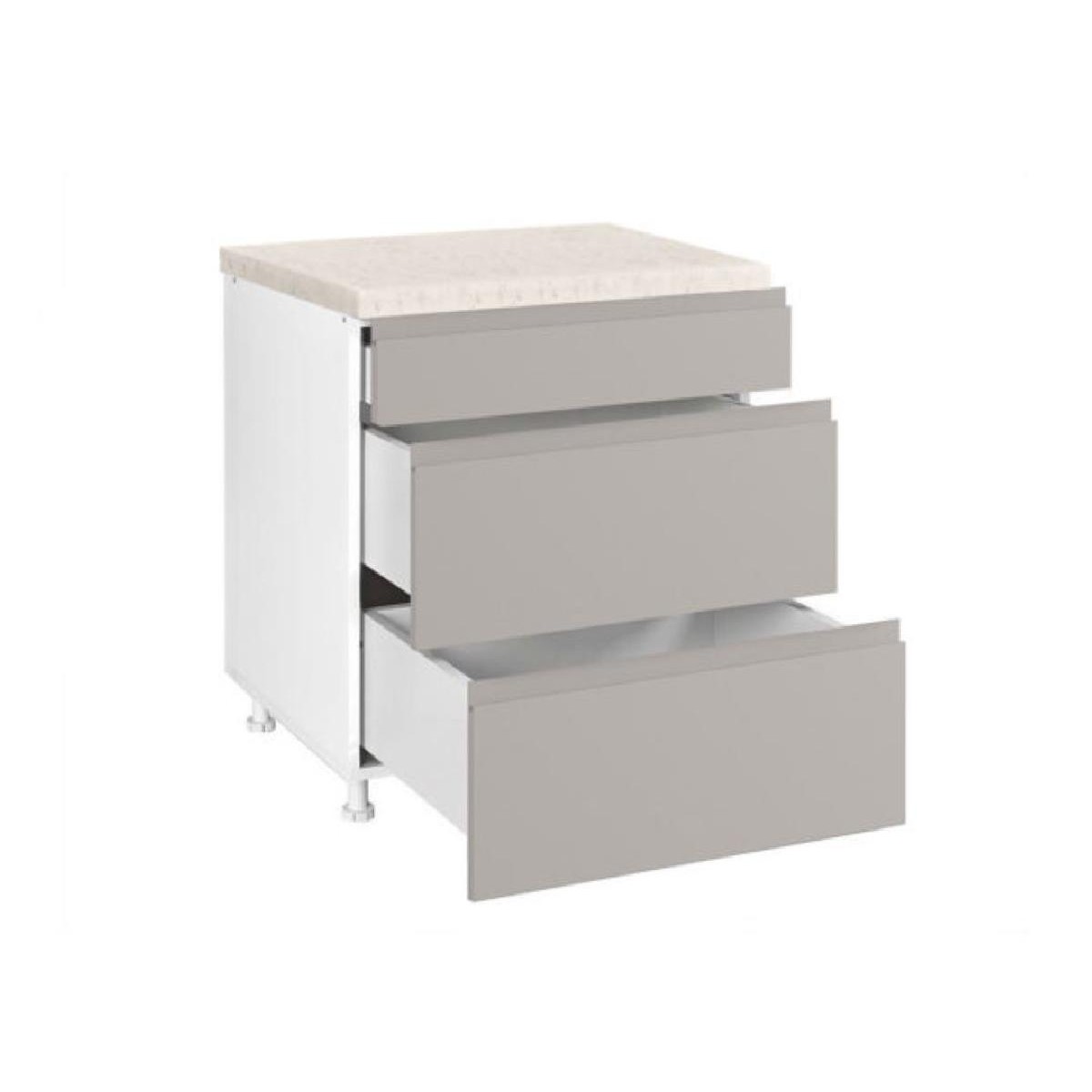 Επιδαπέδια συρταριέρα κουζίνας AURA D80 3F B Λευκό 80x60x85εκ.