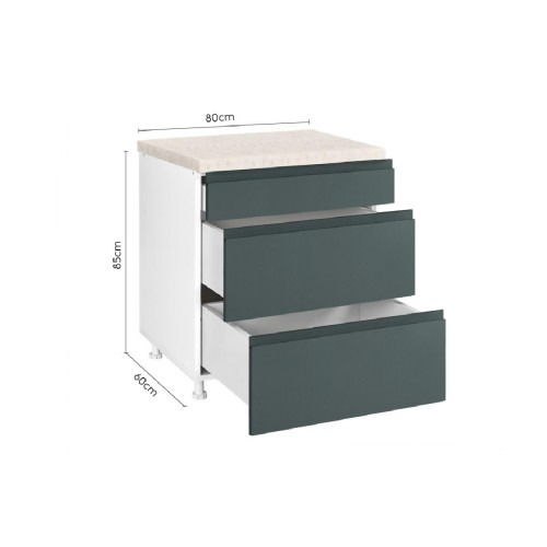 Επιδαπέδια συρταριέρα κουζίνας AURA D80 3F B Μπεζ 80x60x85εκ. Επιδαπέδια συρταριέρα κουζίνας AURA D80 3F B Μπεζ 80x60x85εκ.