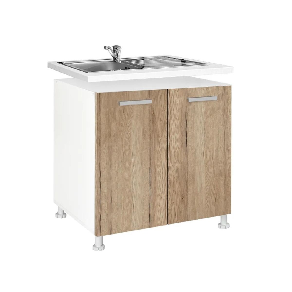 Επιδαπέδιο ντουλάπι νεροχύτη κουζίνας In D80 S Γκρι δρυς 80x60x85εκ.