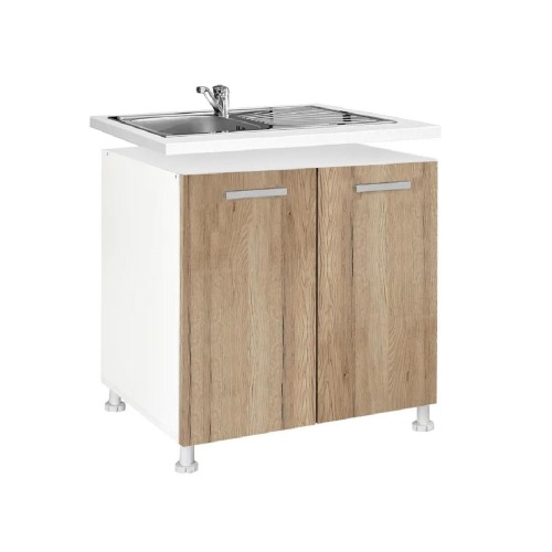 Επιδαπέδιο ντουλάπι νεροχύτη κουζίνας In D80 S Δρυς πάγου 80x60x85εκ.