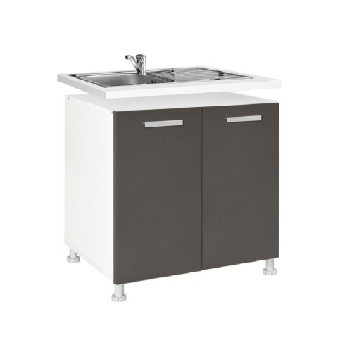 Επιδαπέδιο ντουλάπι νεροχύτη κουζίνας In D80 S Γκρι ανθρακί 80x60x85εκ.