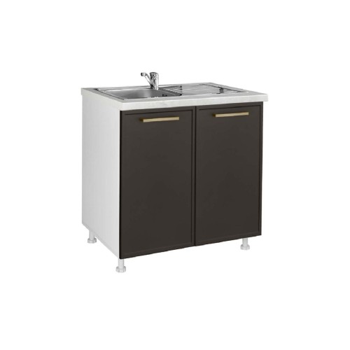 Επιδαπέδιο ντουλάπι νεροχύτη κουζίνας Alba D80S Γκρι ανθρακί 80x60x85εκ.