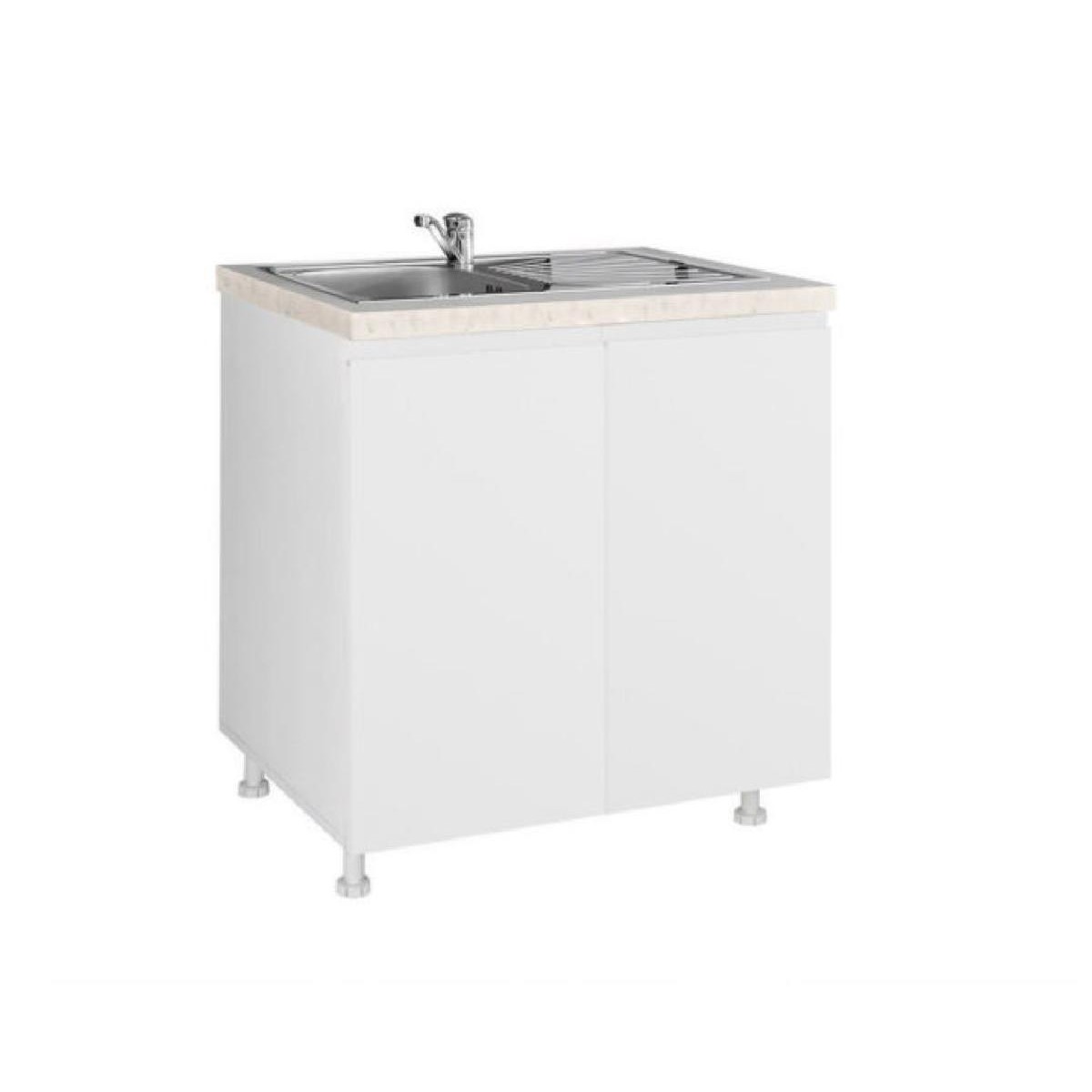 Επιδαπέδιο ντουλάπι νεροχύτη κουζίνας AURA D80 S Λευκό 80x60x85εκ.