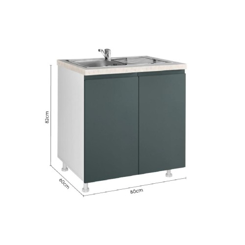 Επιδαπέδιο ντουλάπι νεροχύτη κουζίνας AURA D80 S Μπεζ 80x60x85εκ.