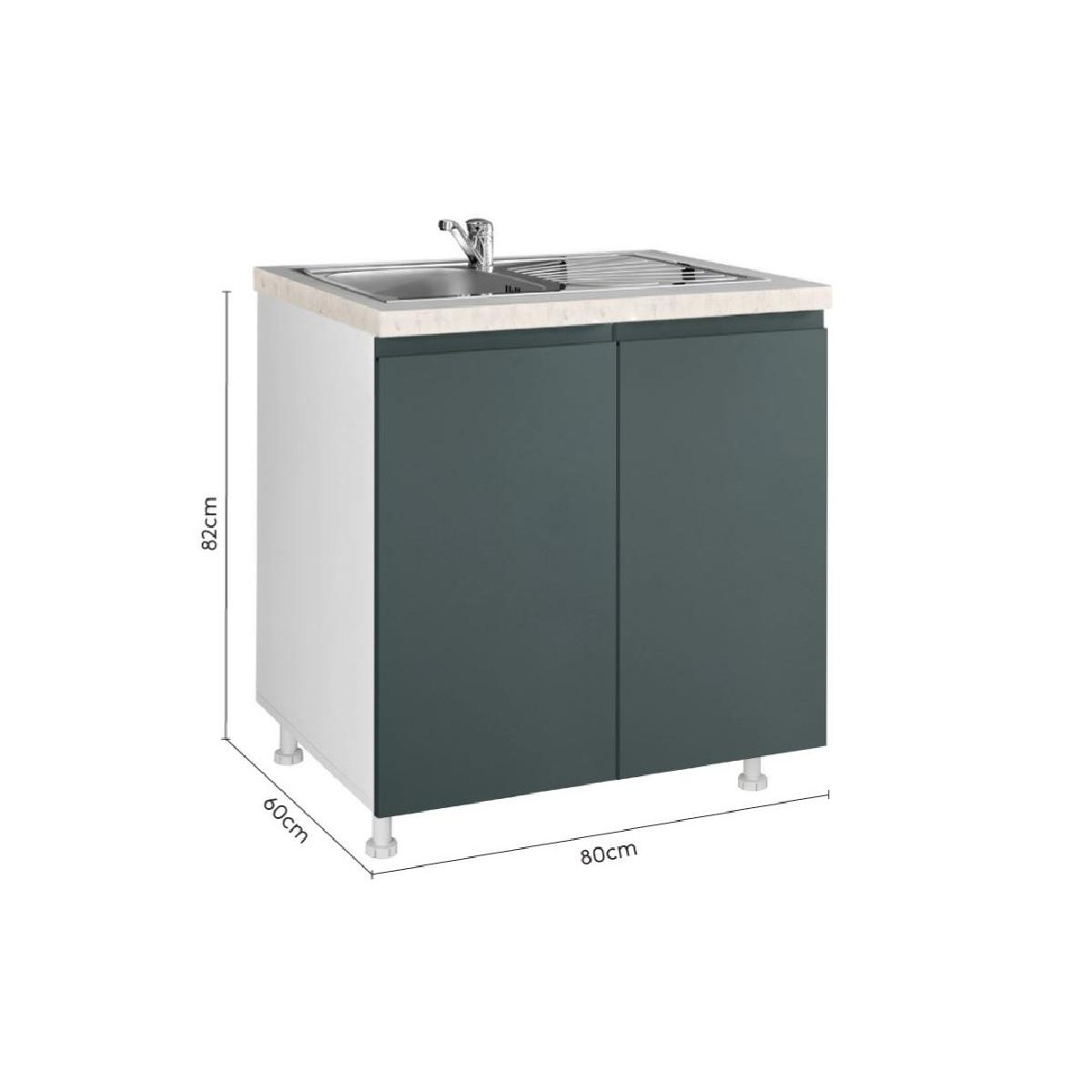 Επιδαπέδιο ντουλάπι νεροχύτη κουζίνας AURA D80 S Πράσινο 80x60x85εκ.