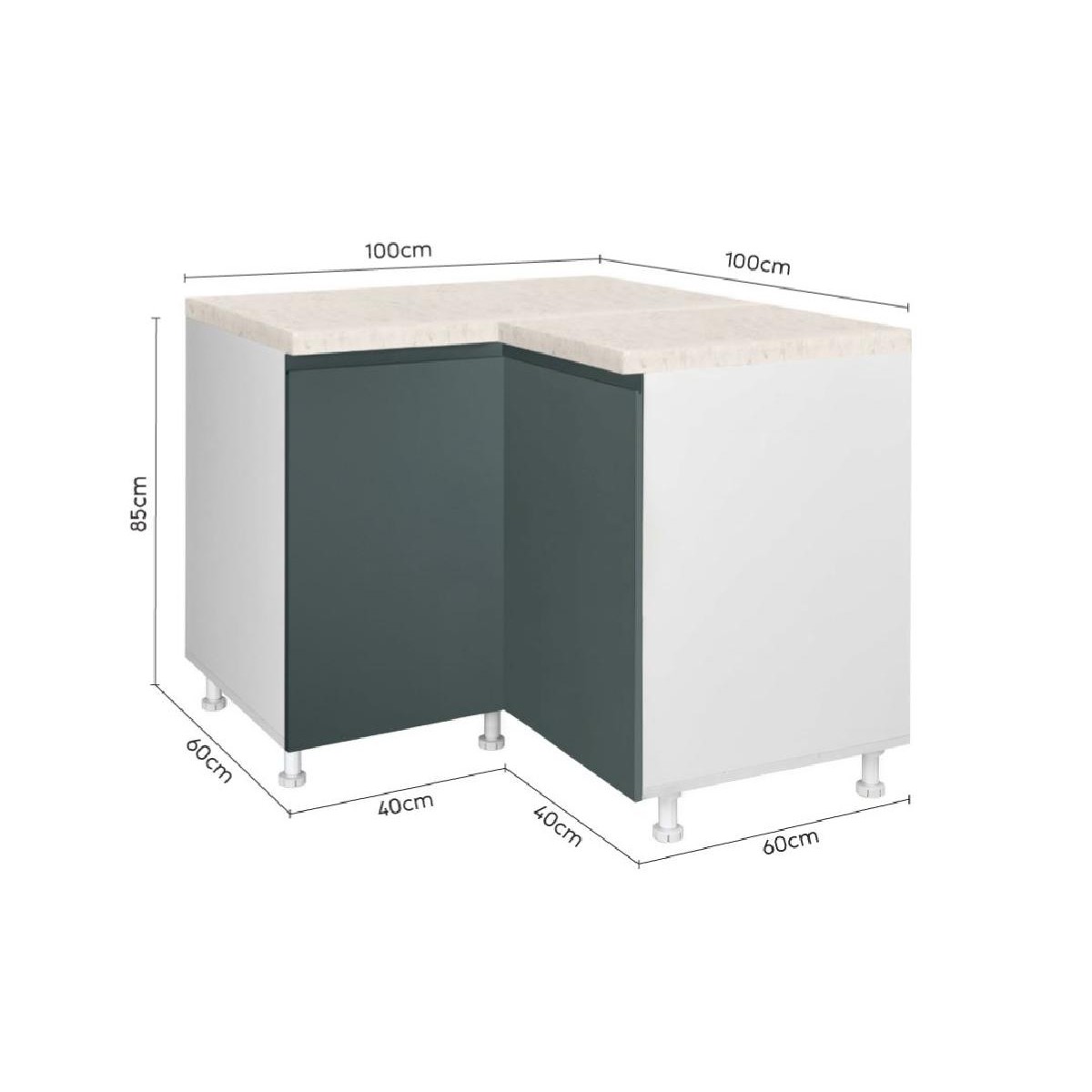 Επιδαπέδιο γωνιακό ντουλάπι σπαστό κουζίνας AURA DU 2K Πράσινο 100/60x100/60x85εκ.