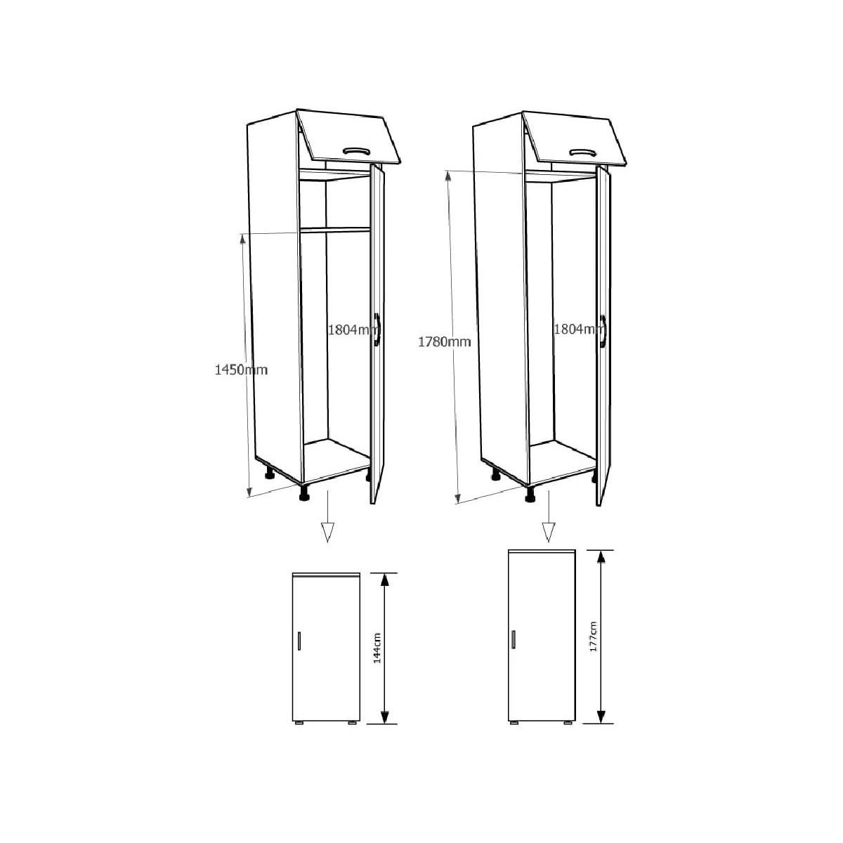 Επιδαπέδια στήλη κουζίνας In FRIZ 60 Γκρι δρυς 60x57x222εκ.